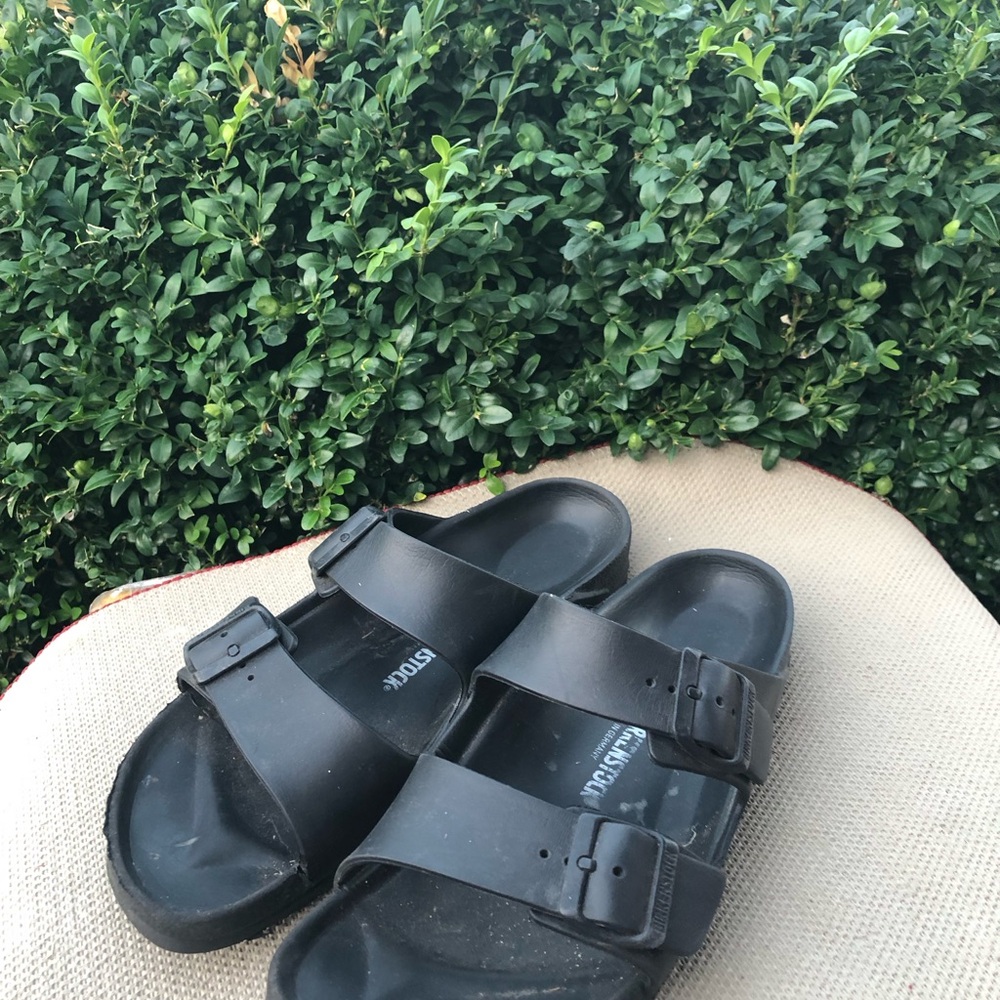 Birkenstock Arizona Exquisite Mens Black Rubber Sandals Size 41/8US